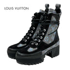 Louis Vuitton Laurie Line Monogram Boots Short Shoes Leather Suede Black