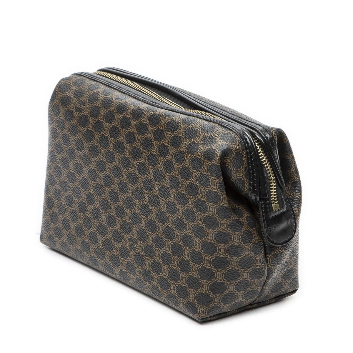 Celine Vintage Toiletries Pouch Black Macadam Canvas — view 2