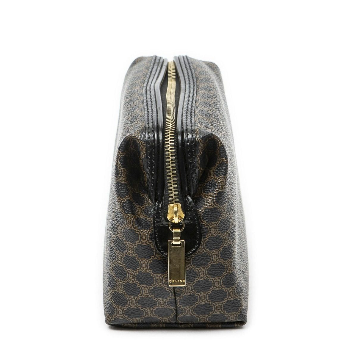 Celine Vintage Toiletries Pouch Black Macadam Canvas — view 4