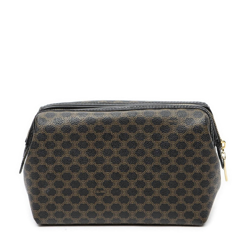 Celine Vintage Toiletries Pouch Black Macadam Canvas — view 5
