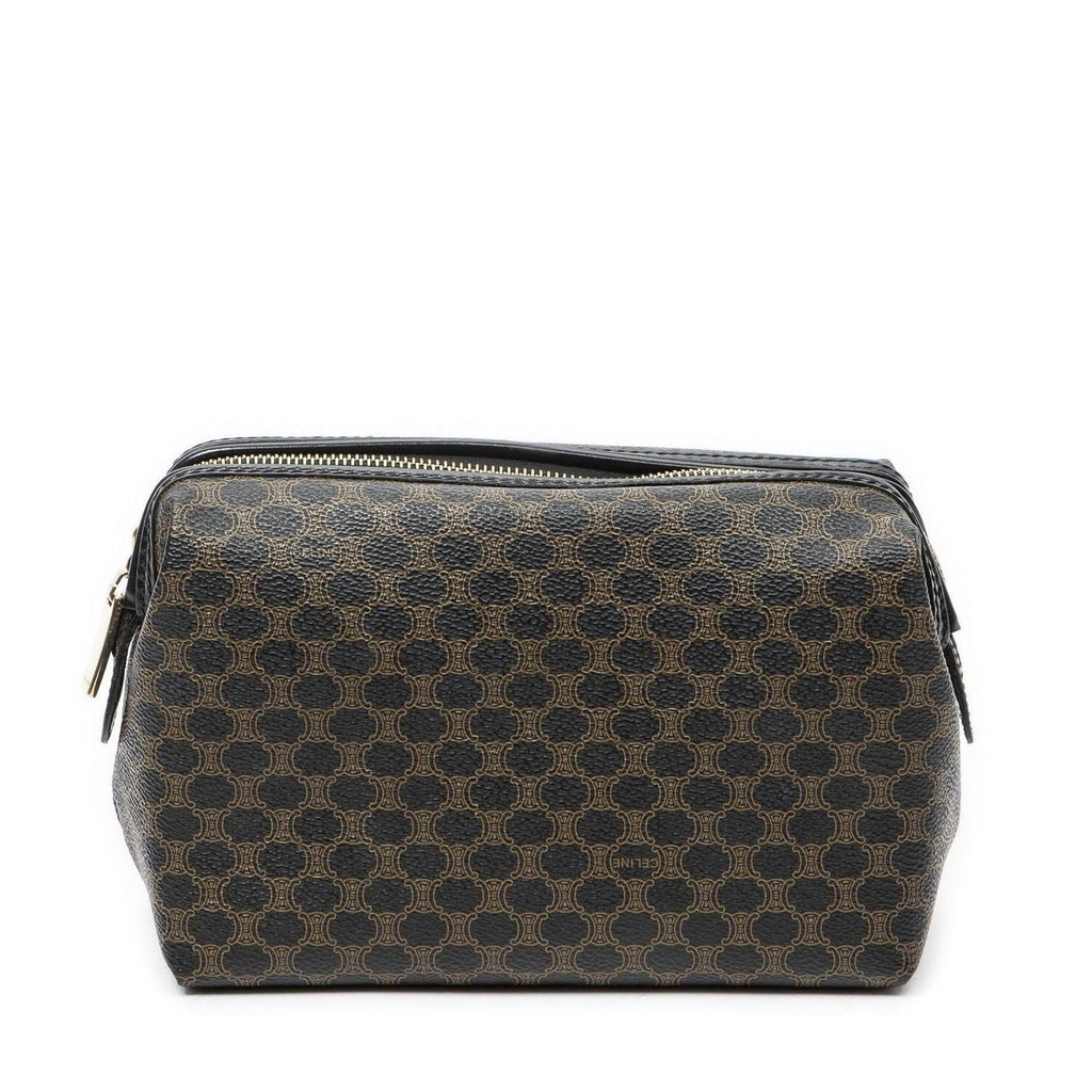 Celine Vintage Toiletries Pouch Black Macadam Canvas