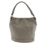 Bottega Veneta Bucket Shape Intrecciato Lambskin Gray Shoulder Bag