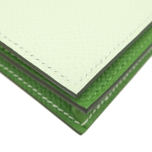 Hermes Long Wallet Bearn Soufflet Verso Veau Epsom Vert Fizz Yucca Silver