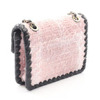 Chanel Shoulder Bag Pink Black Fabric Lambskin Turnlock Mini Chain — view 2