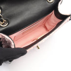 Chanel Shoulder Bag Pink Black Fabric Lambskin Turnlock Mini Chain — view 3