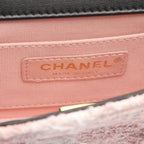 Chanel Shoulder Bag Pink Black Fabric Lambskin Turnlock Mini Chain — view 4