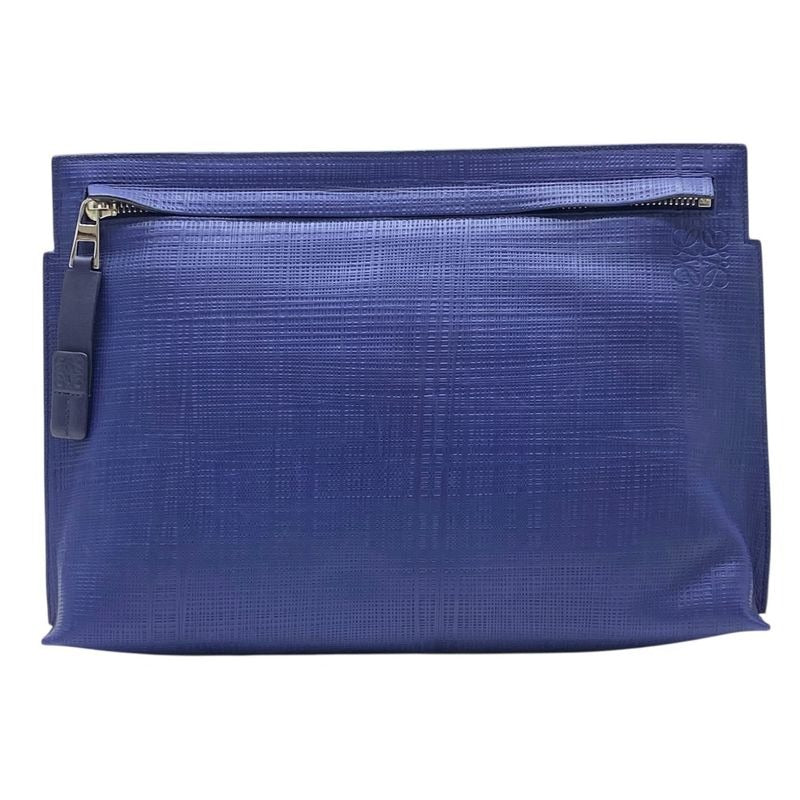 Loewe Repeat Anagram T Pouch Clutch Bag Second Embossed Logo Leather Navy
