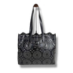 Prada Punching Leather Tote Bag With Pouch Cutwork Black — view 2