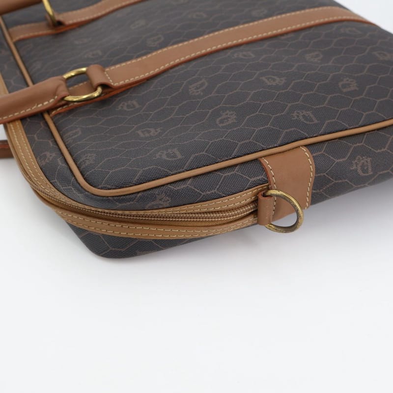 Christian Dior Honeycomb Brown Gold Hardware Business Bag — view 4