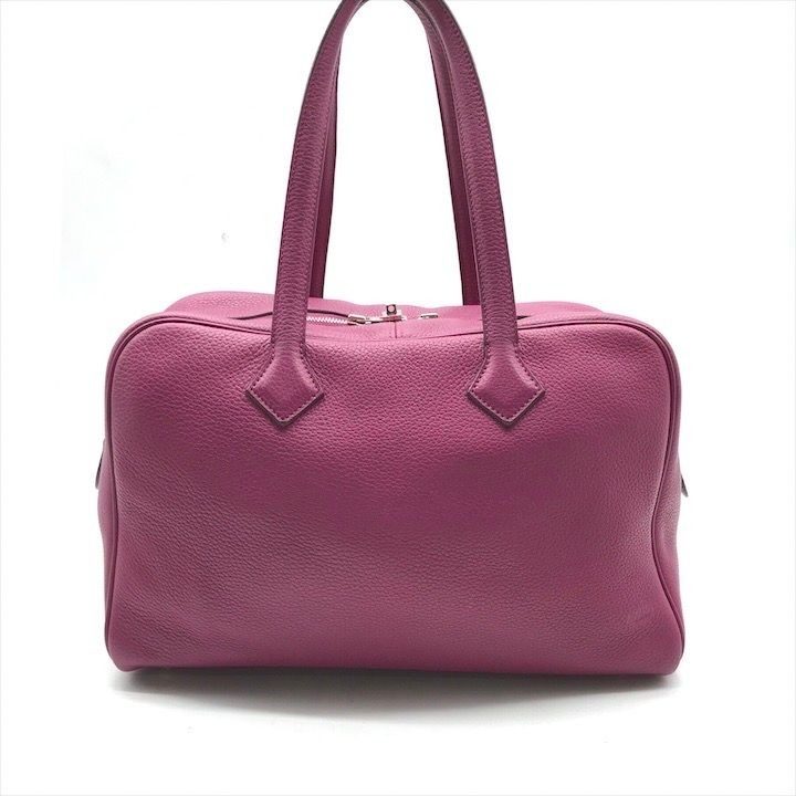 Hermes Victoria 35 Taurillon Clemence Leather Hand Boston Bag Purple Ladie