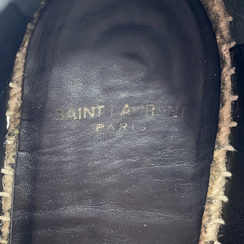 Saint Laurent Paris 17 SS Logo Embroidered Espadrilles Shoes Gup80 Black — view 5