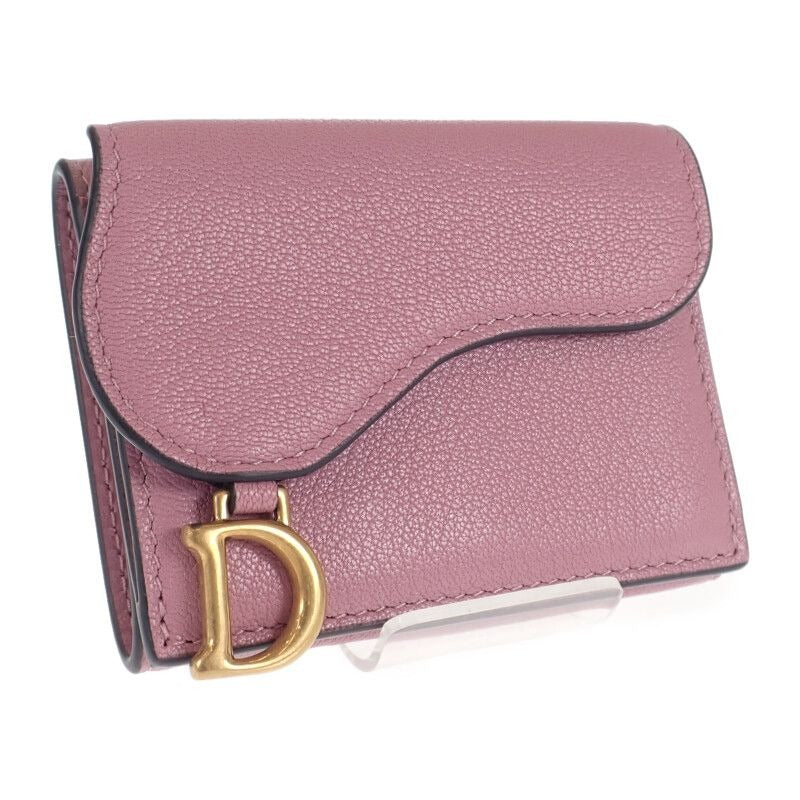 Christian Dior Saddle Compact Wallet S5653 Cceh Trifold Goatskin Lavender
