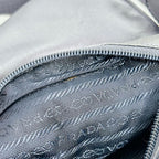 Prada Triangle Logo Pochette Silk Satin Shoulder Bag Light Gray — view 8