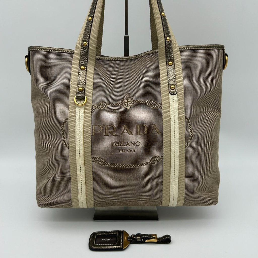 Prada Jacquard Tote Gold