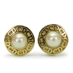 Christian Dior Earrings CD Logo Metal Gold Plated Accessories Faux Pearl — view 2