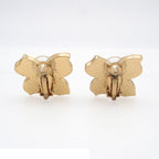 Chanel Earrings Gold Black Metal CC Logo Clover Costume — view 3