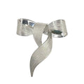 Dior Ribbon Motif Metal Silver Brooch