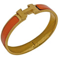 Hermes Clic Enamel Bracelet Clac Bangle Gold Plated Orange