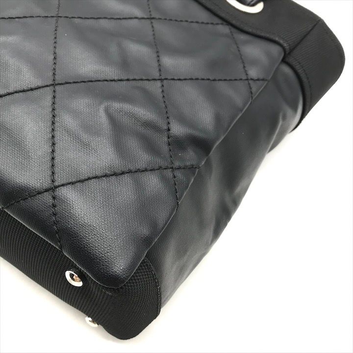 Chanel CC Logo Paris Biarritz PM Hand Bag Black Jacket — view 4