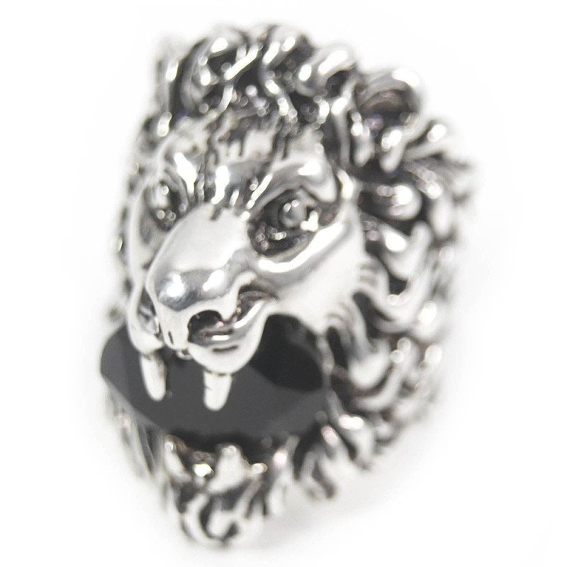 Gucci Lion Head Ring Accessory Colored Stone Silver Black 16 — view 2