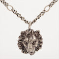 Gucci Michele Period Lion Head Necklace Sp Silver