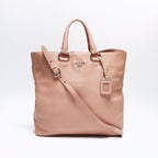Prada Shoulder Bag 2-Way Leather Silver