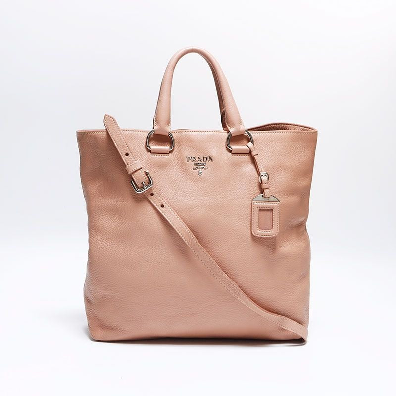 Prada Shoulder Bag 2-Way Leather Silver