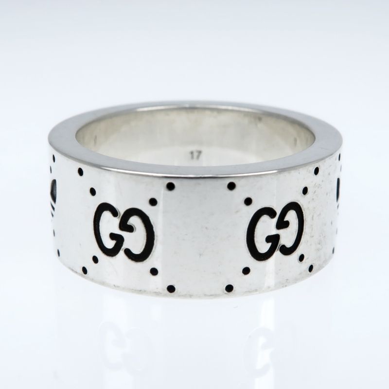 Gucci Adidas Collaboration Ring Engraving Wide Trefoil 17 AG 925 Jewelry — view 3