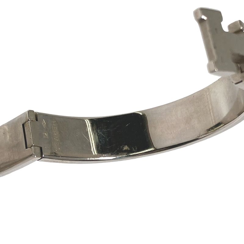 Hermes Bracelet Click Clack Bangle White and Silver — view 8