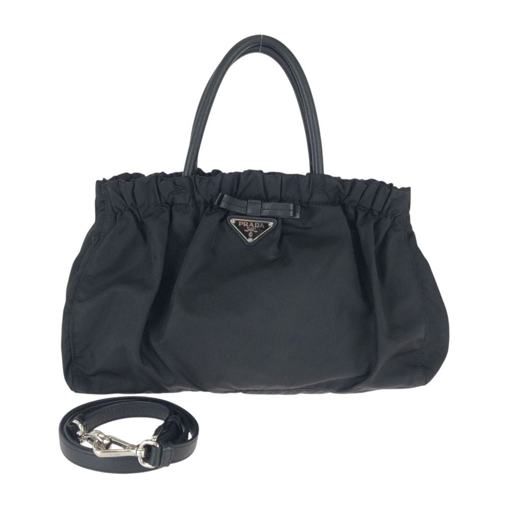 Prada Tessuto Black Nylon Leather Tote