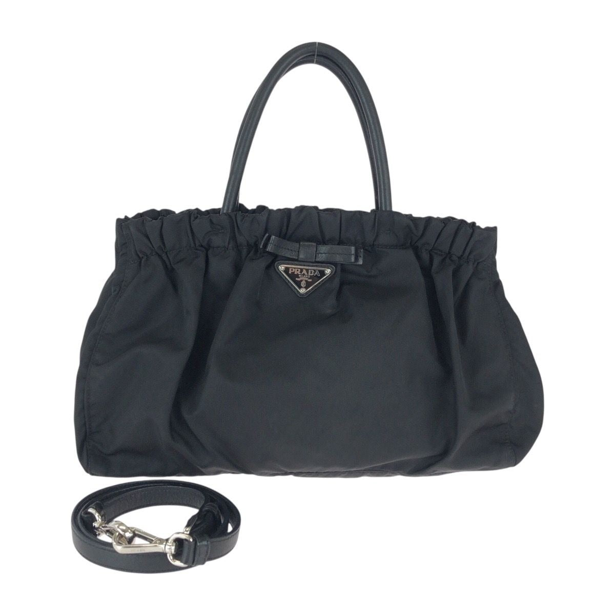 Prada Tessuto Black Nylon Leather Tote