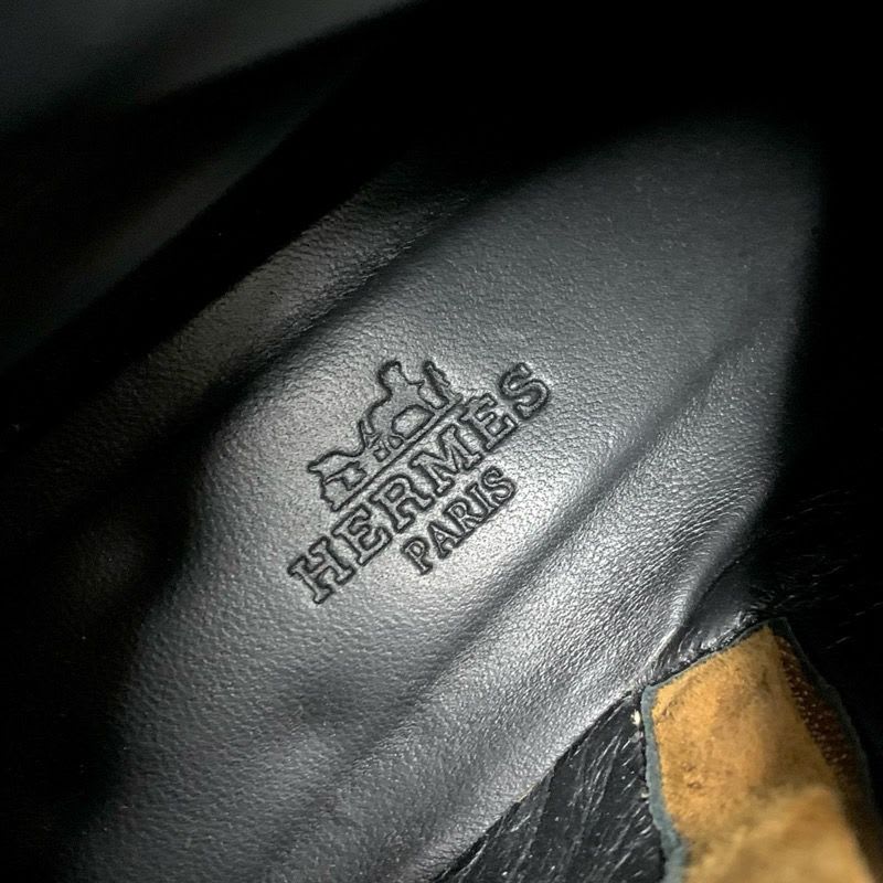 Hermes Boots Short Shoes Suede Brown Silver Hose — view 7