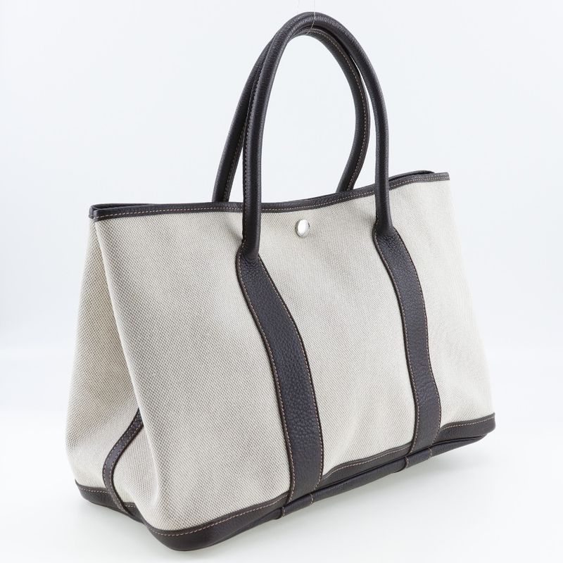 Hermes Garden Party 36 PM Toile Ash Brown Marron Beige H Tote Bag — view 3