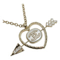 Chanel Coco Mark Heart Arrow Necklace B23 C Gold GP Rhinestone