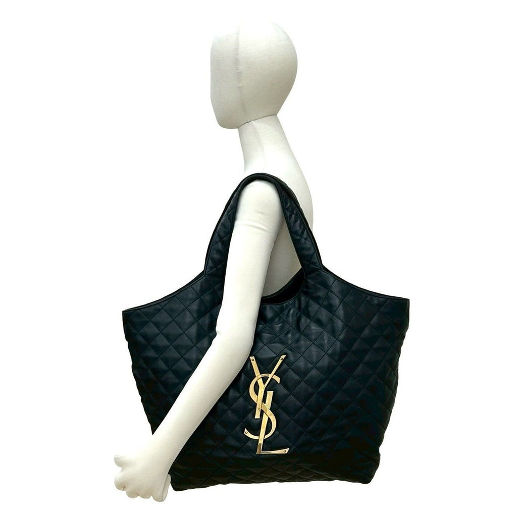 Saint Laurent Paris YSL Logo Quilted Leather Tote — view 2