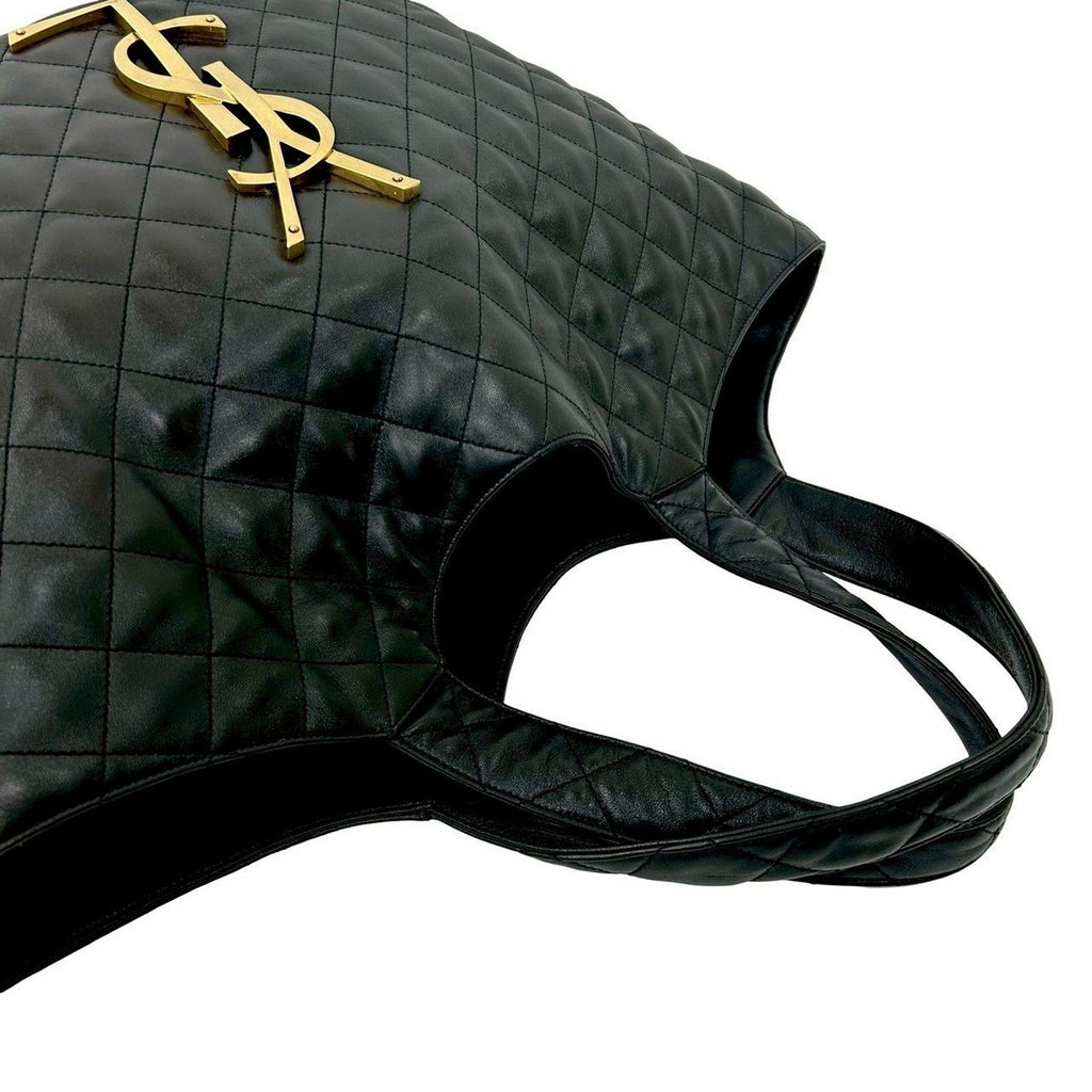 Saint Laurent Paris YSL Logo Quilted Leather Tote — view 4