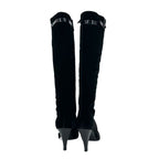 Chanel High Heel Long Boots Belt Velour Inside Zip Black 38 — view 4