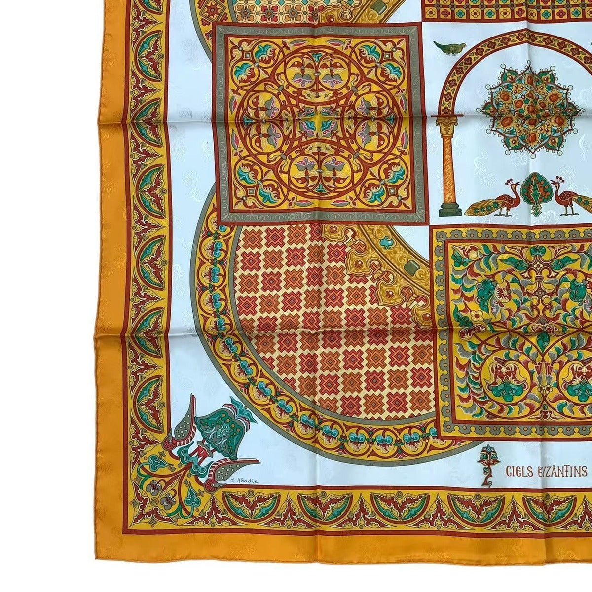 Hermes Scarf Carre 90 Ciels Byzantins Byzantine Sky Silk Orange — view 4