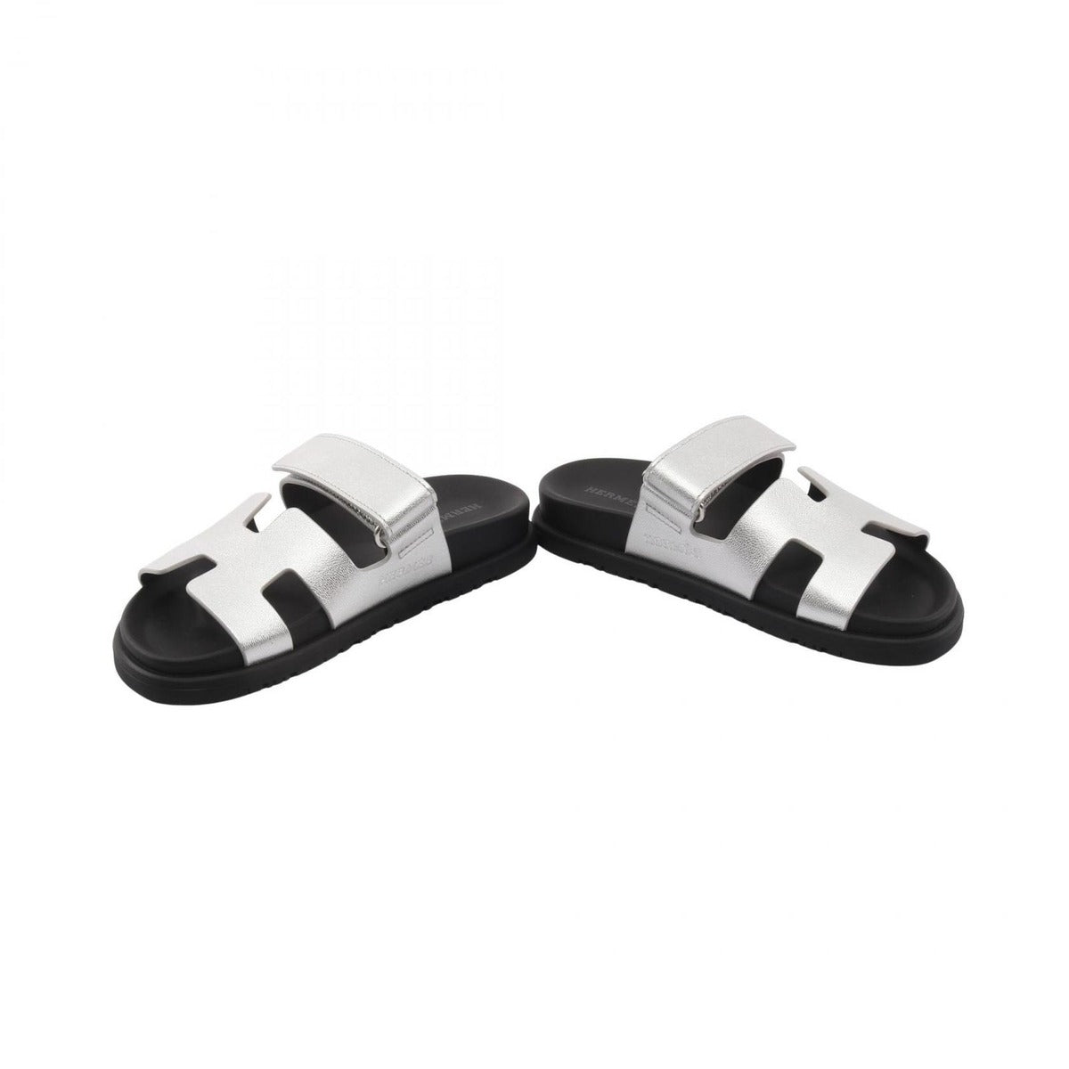 Hermes Sandals Chypre Silver Leather — view 3