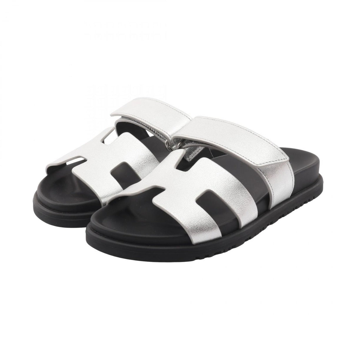 Hermes Sandals Chypre Silver Leather