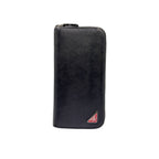 Prada Zip Around Leather Black Wallet Silver