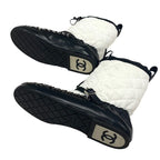 Chanel Boots Short Shoes Nylon Leather White Black Quilted Chain Belt — view 6