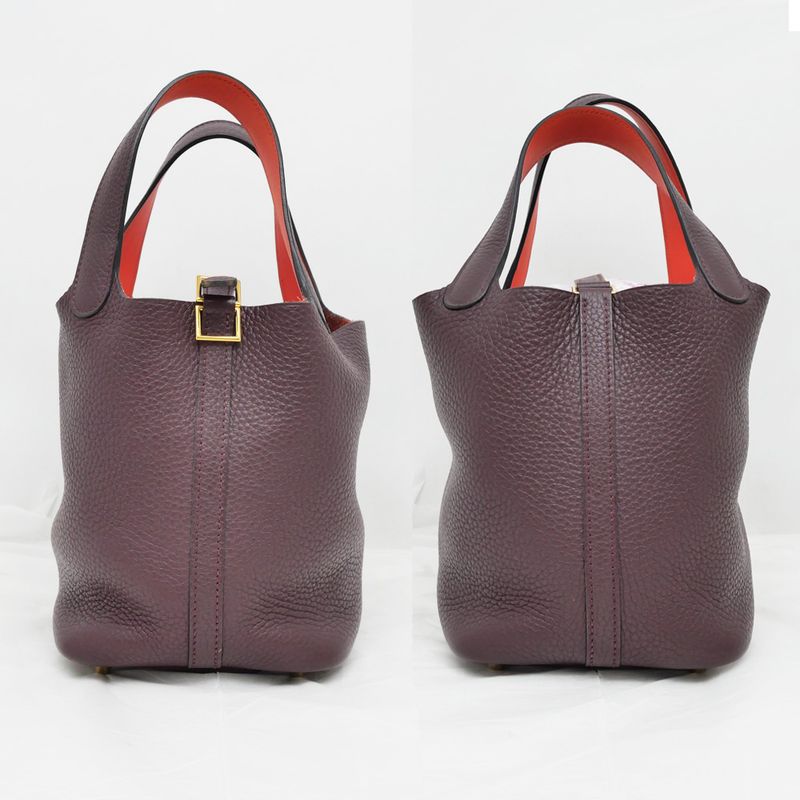Hermes Picotin Lock PM 18 Eclat Handbag Purun Orange Poppy Taurillon — view 4