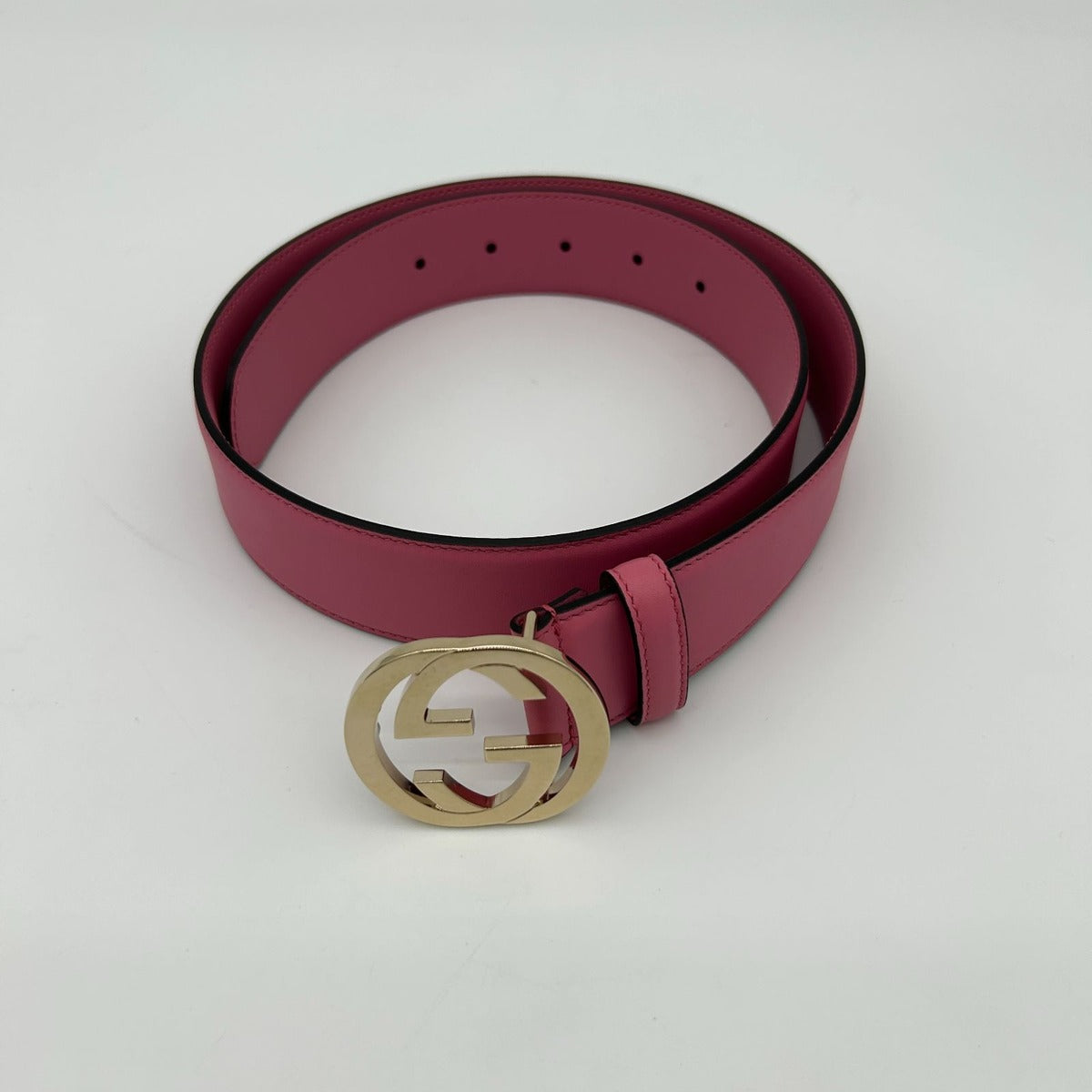 Gucci Belt Interlocking Leather Metal Pink Light Togo — view 2