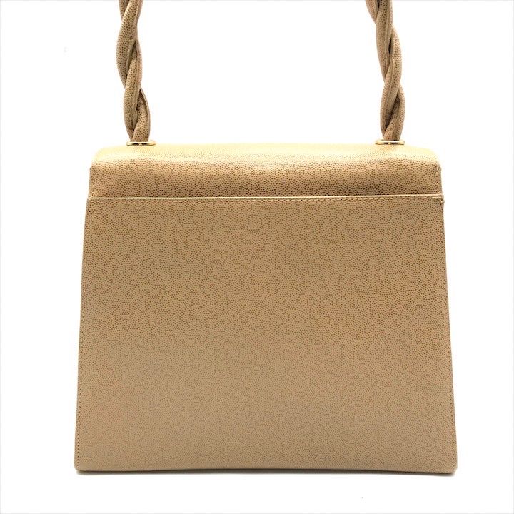 Chanel CC Logo Caviar Leather Turnlock Twist Handle Shoulder Bag Beige — view 2