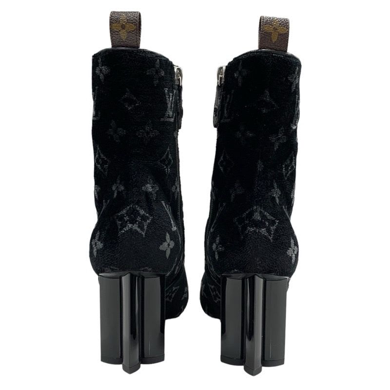 Louis Vuitton Silhouette Line Boots Short Shoes Velor Black Monogram — view 5