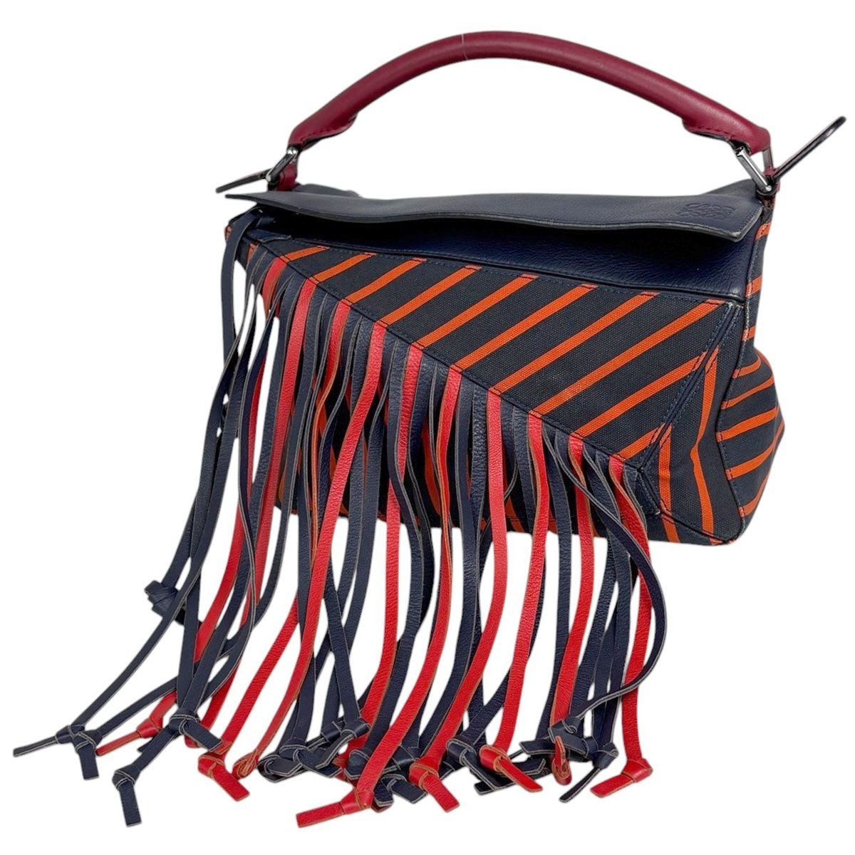 Loewe Puzzle Bag Handbag Leather Navy Red