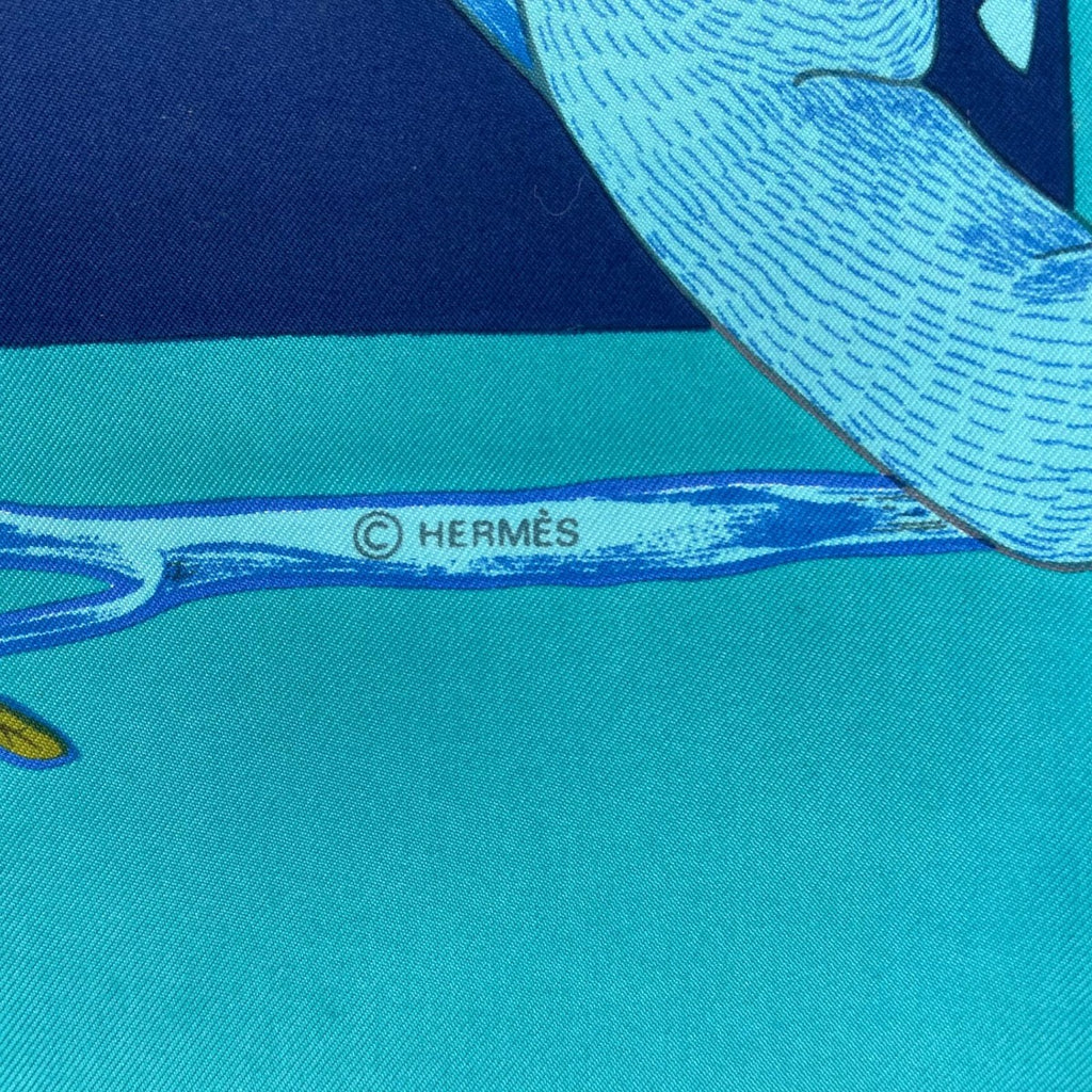 Hermes Scarf Silk Carre 90 Animal Alphabet Blue — view 8