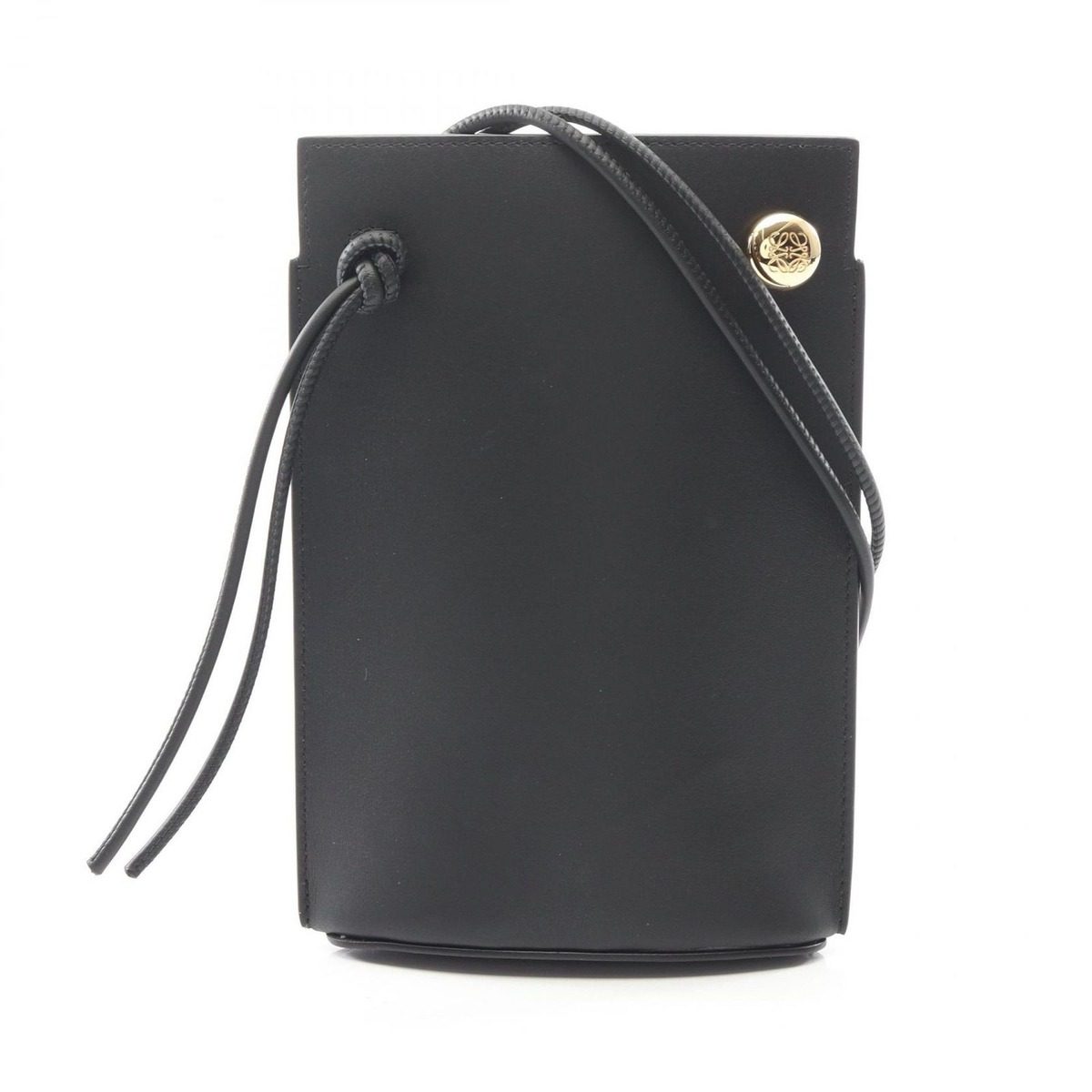 Loewe Shoulder Bag Pebble Dice Pocket Black Leather