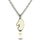 Hermes Necklace Cavalier Metal Silver SV White Accessories — view 2